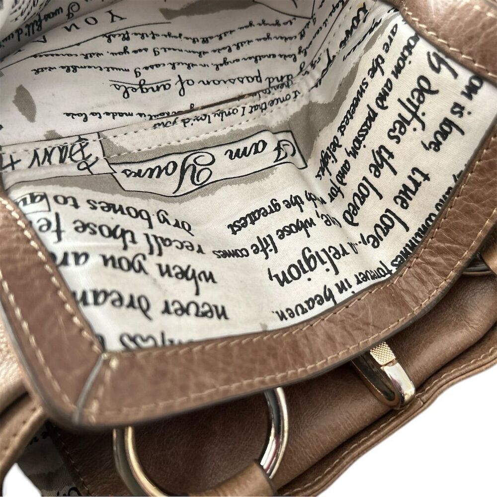 Barr + Barr Women's Brown Leather Shoulder Bag w/ Pockets & Quotes Lining - Picture 4 of 16